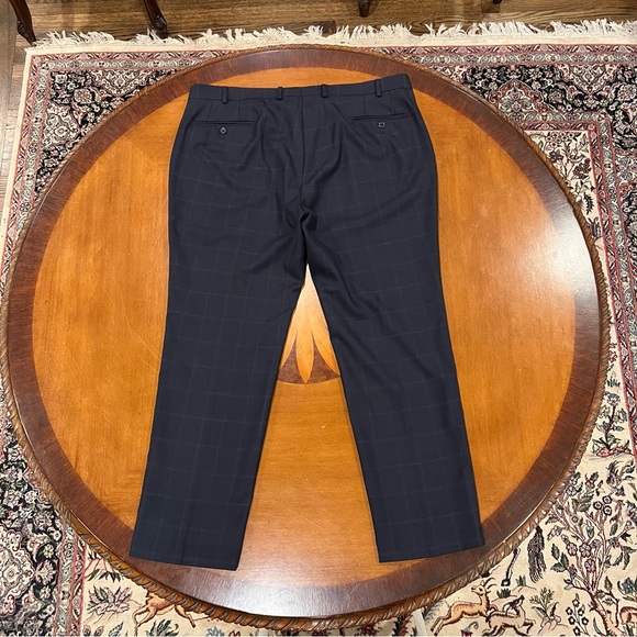 Lauren Ralph Lauren Wool Blend 2-Piece Suit Navy Blue Windowpane Plaid 50R 40x30 - Picture 6 of 16